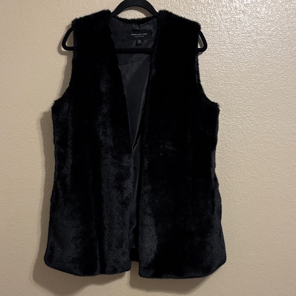 Marc New York Andrew Marc Faux Fur Vest Black Sz M - Picture 1 of 12